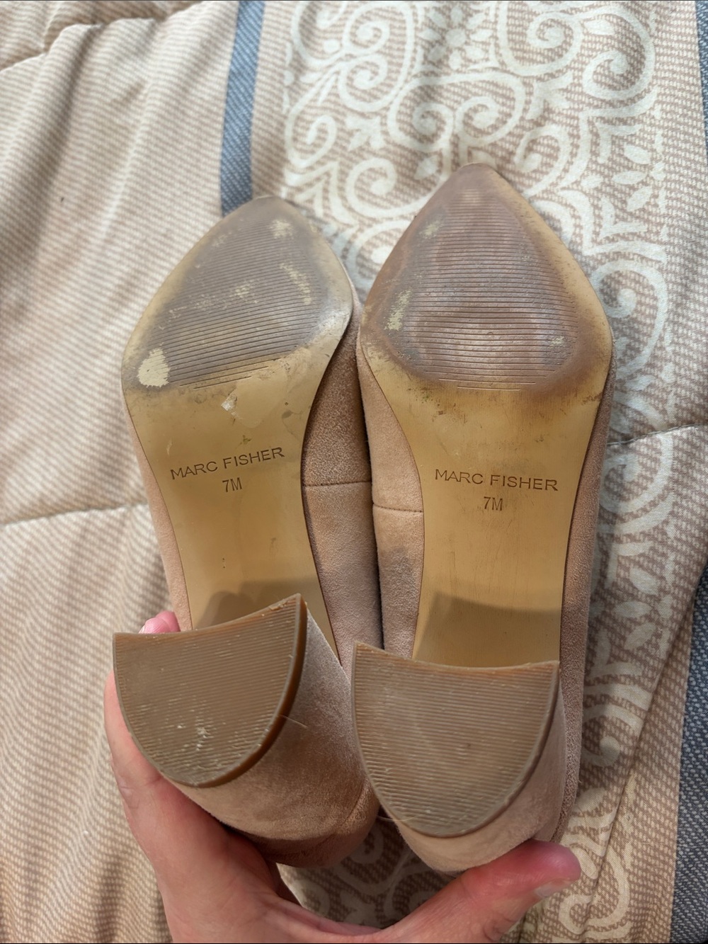 Marc Fisher Keri Tan Suede Leather Upper Pointed-Toe Heels Pumps Size 7 M - Picture 7 of 7